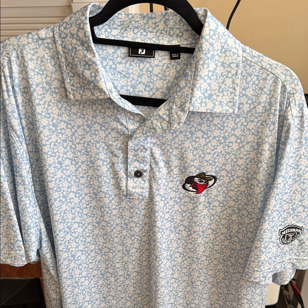 FootJoy Blue Floral Polo Shirt - Medinah - Large (runs big)